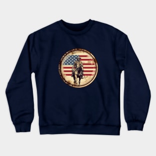 A Cowboy and an American Flag Crewneck Sweatshirt